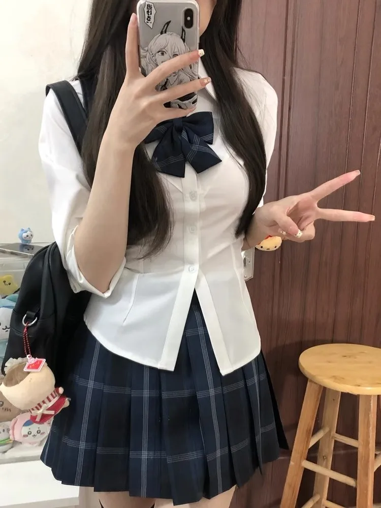 

Летняя женская рубашка в стиле Pure Desire с завышенной талией, длинными рукавами, в стиле Spicy Girl, утягивающая, в стиле школьной формы, Sweet and Spicy