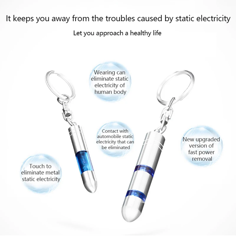 Anti-Static Keychain Car Body Static Eliminator Discharger Antistatic Rod Portable Keychain Eliminator High-Voltage Portable Key