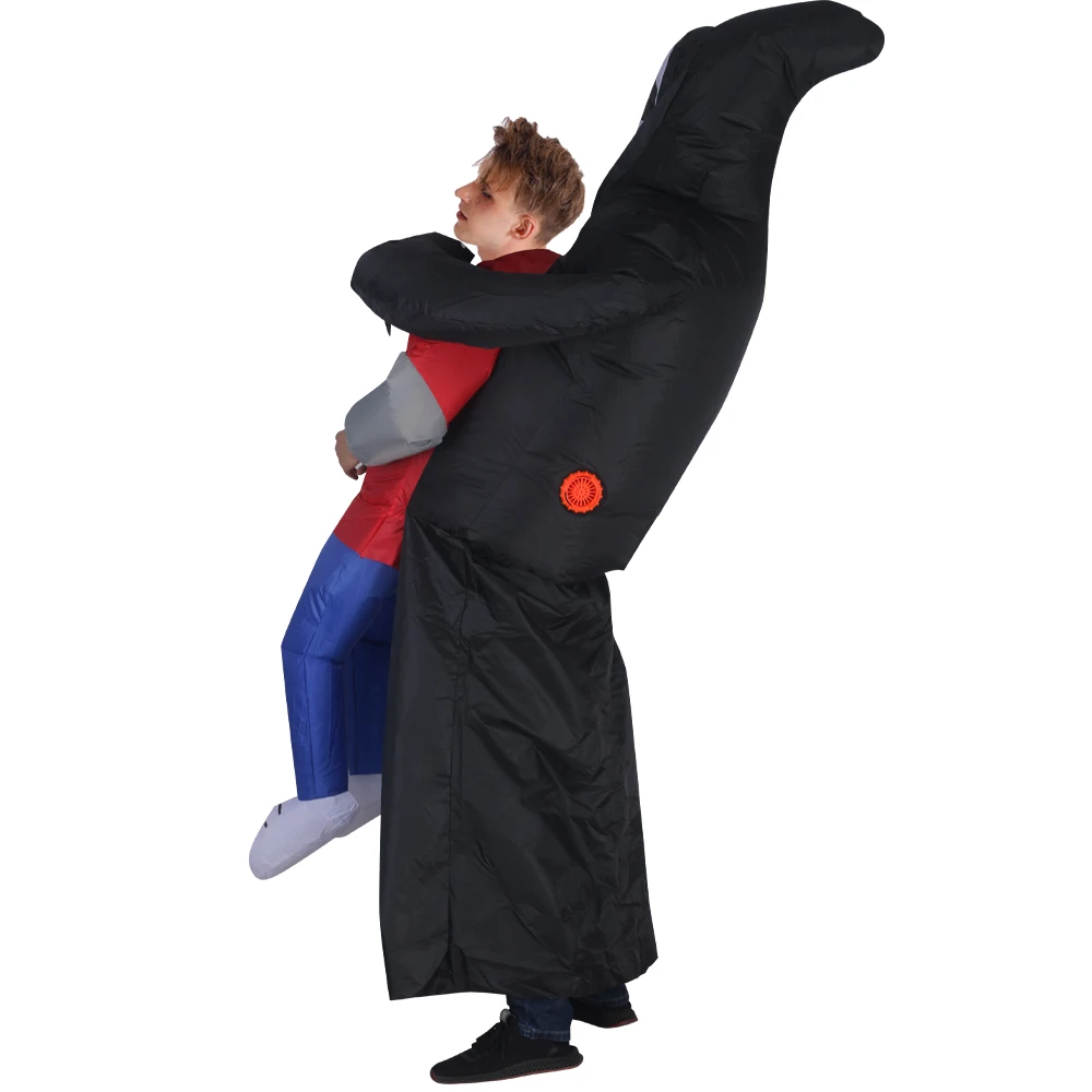 Adults Kids Funny Inflatable Black Robe Mask Ghost Costume Props Halloween Easter Carnival Party Masquerade Cosplay Holiday Gift