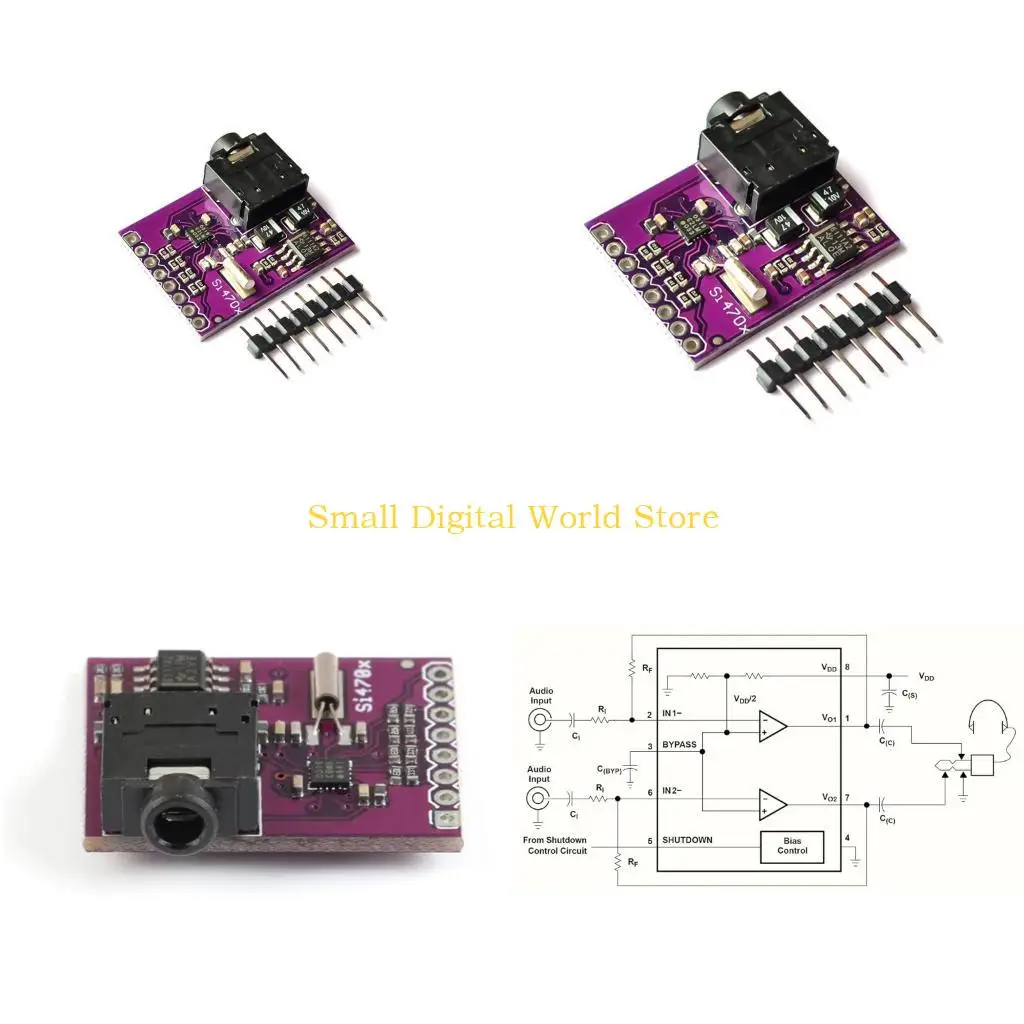 77UB Radio Project Circuit Board Si4703 FM Tuners Module with Sound Jacks I2C Interfaces and PCBs for Student Lab and Prototypes