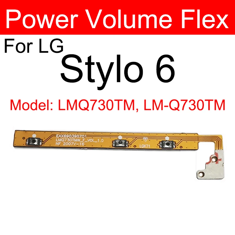 For LG Stylo 6 LMQ730TM Power Volume Side Flex Cable On OFF Key Side Power Volume Buttons Flex Cable Parts