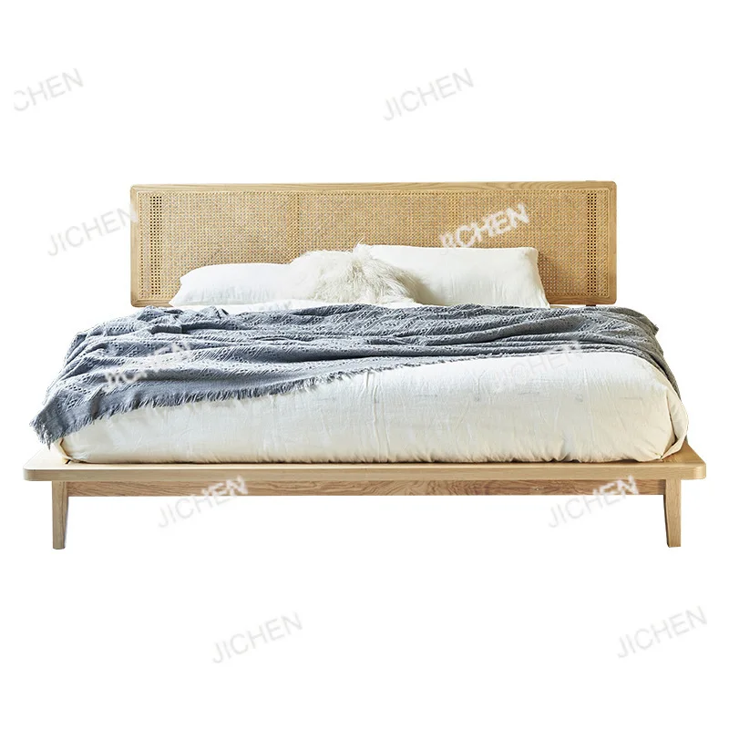 

Natural Indonesian Rattan-woven Bed, Simple Modern Creative Bedroom, Double Bed, Japanese-style B & B Inn, Hotel Solid Wood