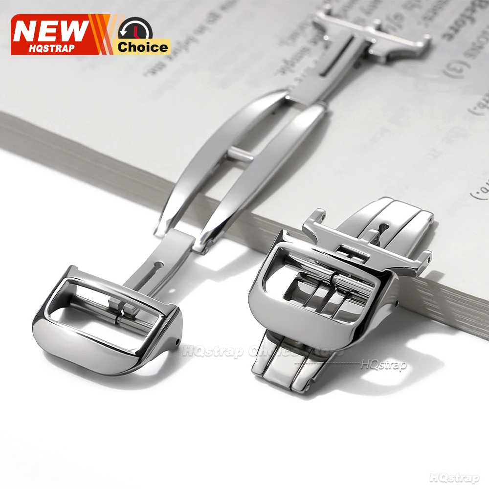 Hebilla desplegable de acero inoxidable de 18mm, botón plegable para correa de reloj Jaeger LeCoultre, cierre, botón plegable, accesorios plateados