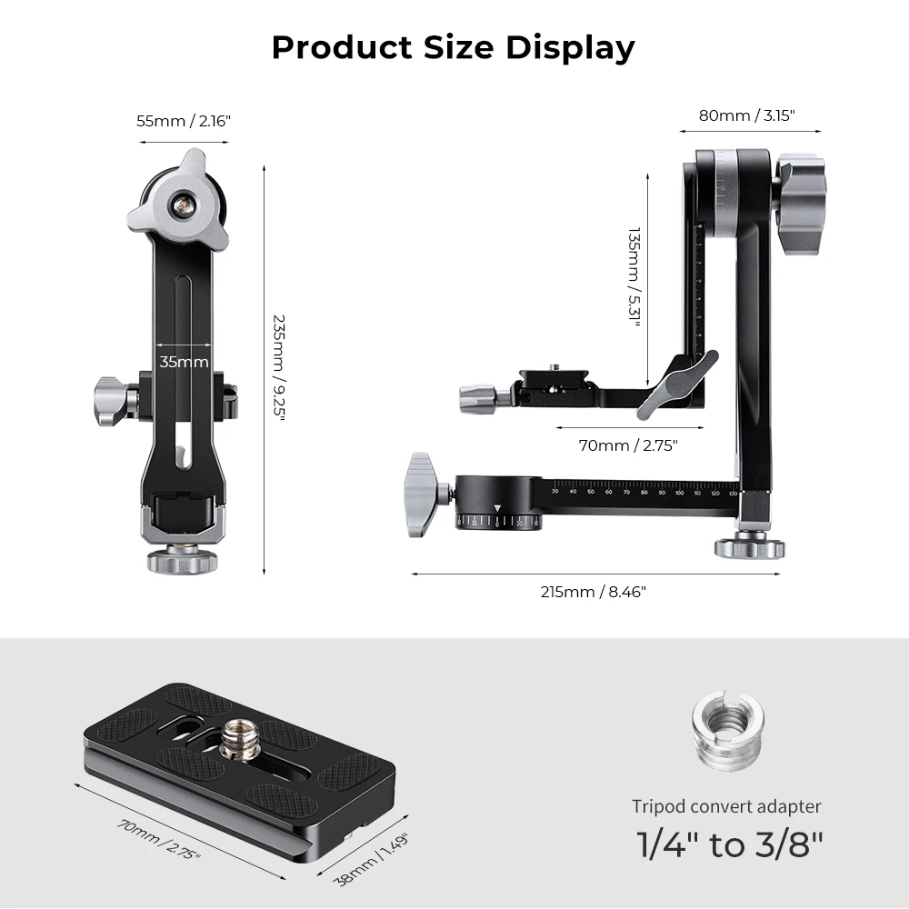 Imagem -04 - Concept Gimbal Tripé Cabeça Liga de Alumínio Heavy Duty 360 ° Cabeça Panorâmica Quick Release Plate For Câmera Tripés k & f