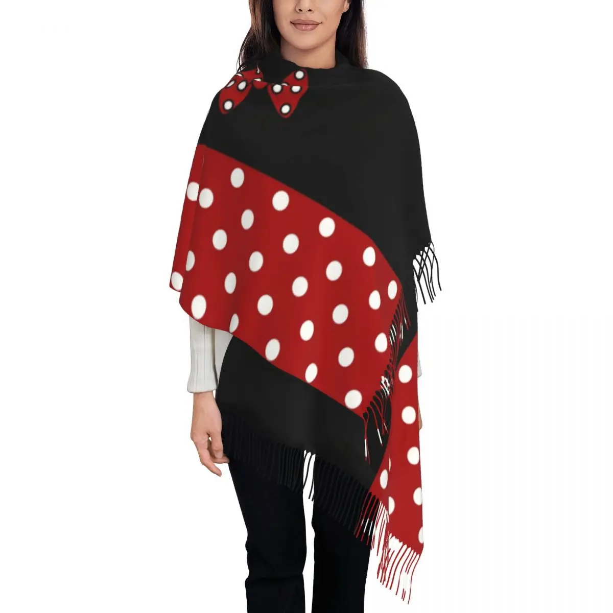 Custom Printed Diy Cute Cartoon Minnie Character Scarf Women Men Winter Fall Warm Scarves Shawls Wraps