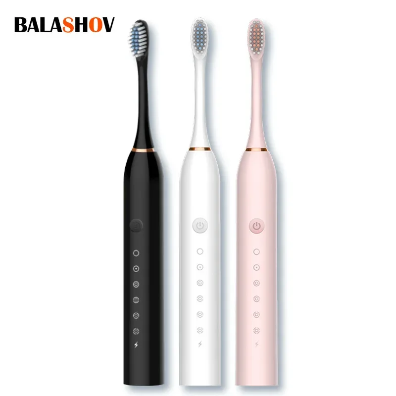 

2021 Electric Toothbrush Sonic Brush Head Adult Timer Brush 6 Mode USB Charger Rechargeable Tooth Brushes Replacement Heads Set