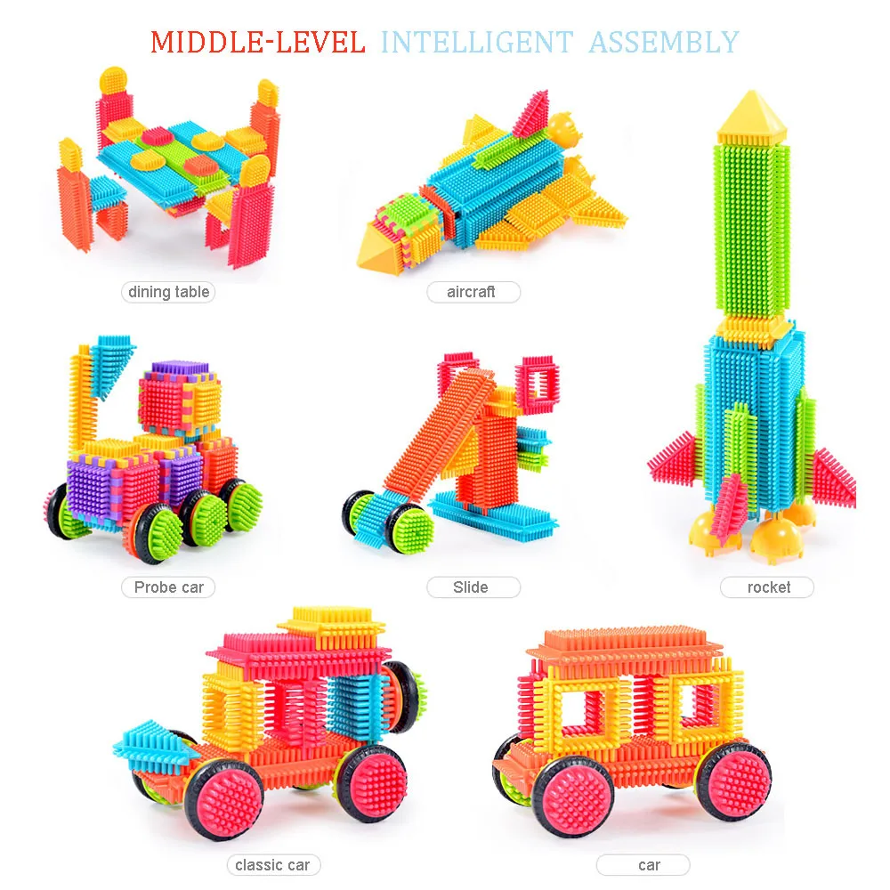 Kids Toys Educational 150pcs Bristle Shape 3D Building Blocks Tiles Construction Playboards Toys Perfect Gift