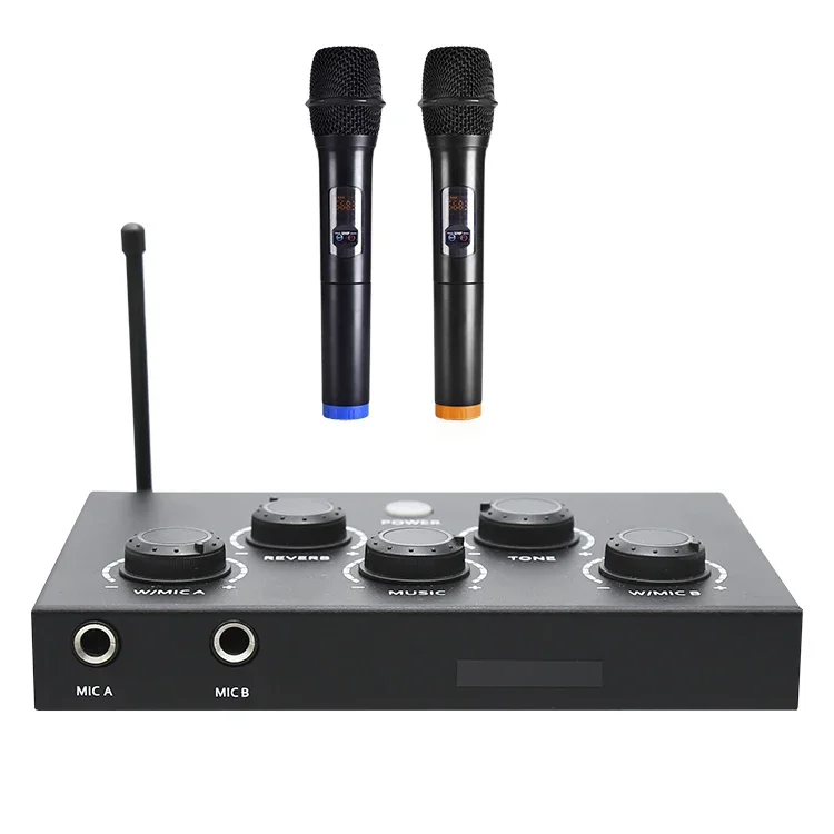 Hot Model OEM Uhf HD Karaoke Mixer Home Theater BT Wireless Microphone System with Reverb Tone for Smart TV PC Amplifier Speaker