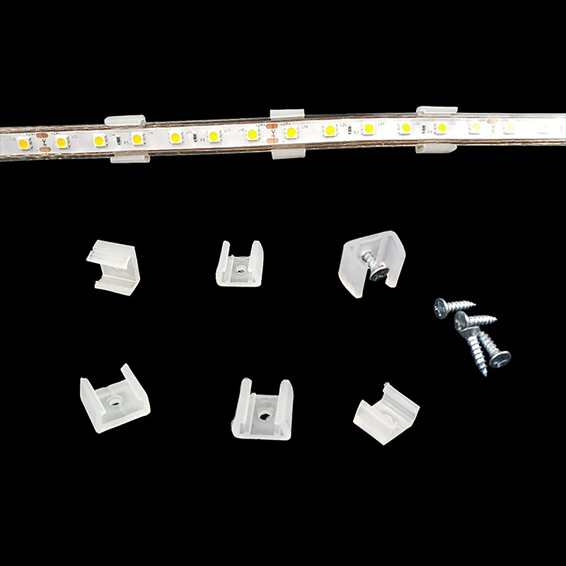 20 pz 10/12/14/17/20mm LED Strip Fix clip connettore per il fissaggio 2835 luce al Neon 220V COB fibbie in plastica accessori flessibili