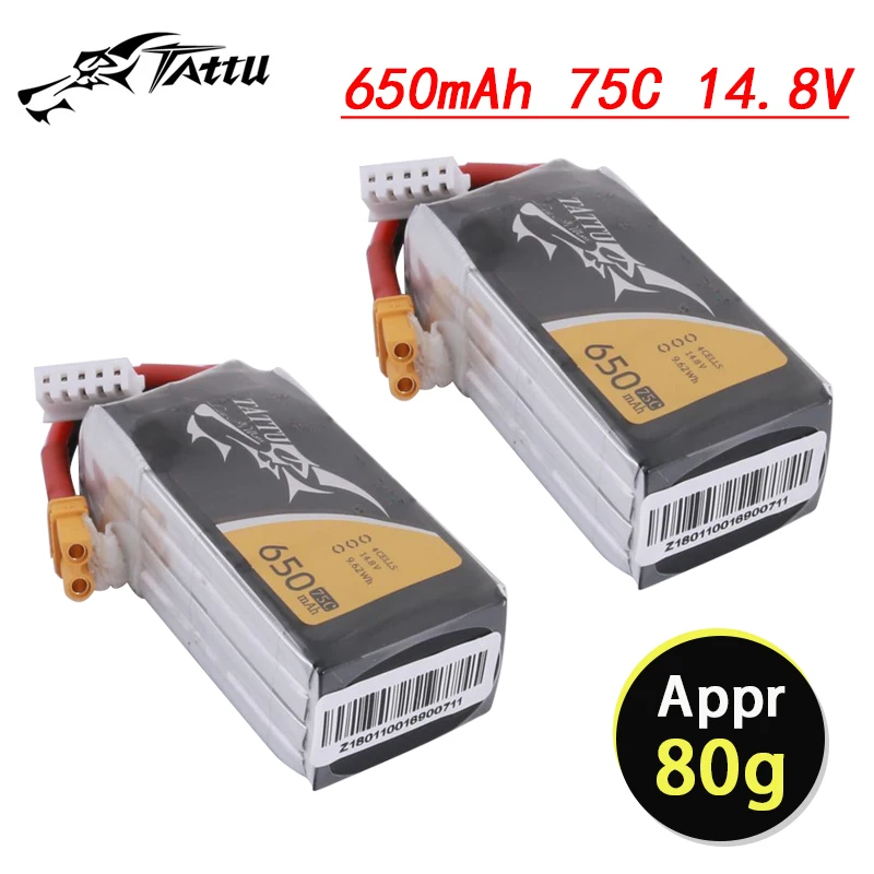 

NEW TATTU 14.8V Lipo Battery 650mAh 75C With XT30/XT60 Plug For RC Helicopter Quadcopter FPV Racing Drone Parts 14.8S Battery