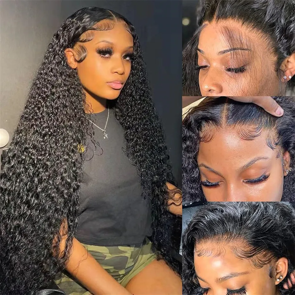 Transparent Curly Lace Front Wig Brazilian Glueless Human Hair Lace Wigs For Women Preplucked Natural Color 13x4 Curly Lace Wigs