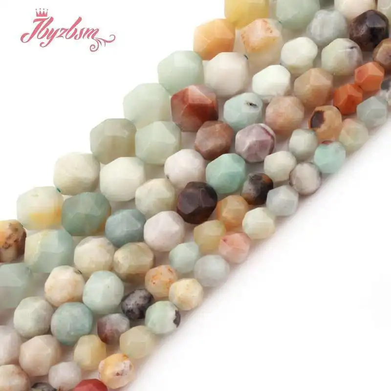 

Natural Amazonite Square Faceted Multicolor Stone Beads For DIY Necklace Bracelets Jewelry Making Strand 15 Inches 6mm 8mm 10mm