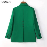 2023 nuevo Blazer verde para mujer, chaqueta Formal, abrigo para mujer, chaqueta recta de un solo botón de manga larga, Ropa de Trabajo para oficina para mujer