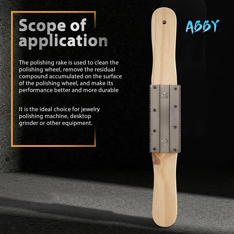 

ABBY-Rake Wood Handle 15 Inch Buffing Rake For Cleaning Buffing Wheel Or Airway Buffing Wheel