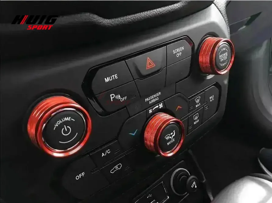 3PC For Jeep Renegade 2018 2019 2020 2021 2022 2023 2024 2025 Car Interior Volume Mode AC Audio Console Knob Ring Sticker Trim