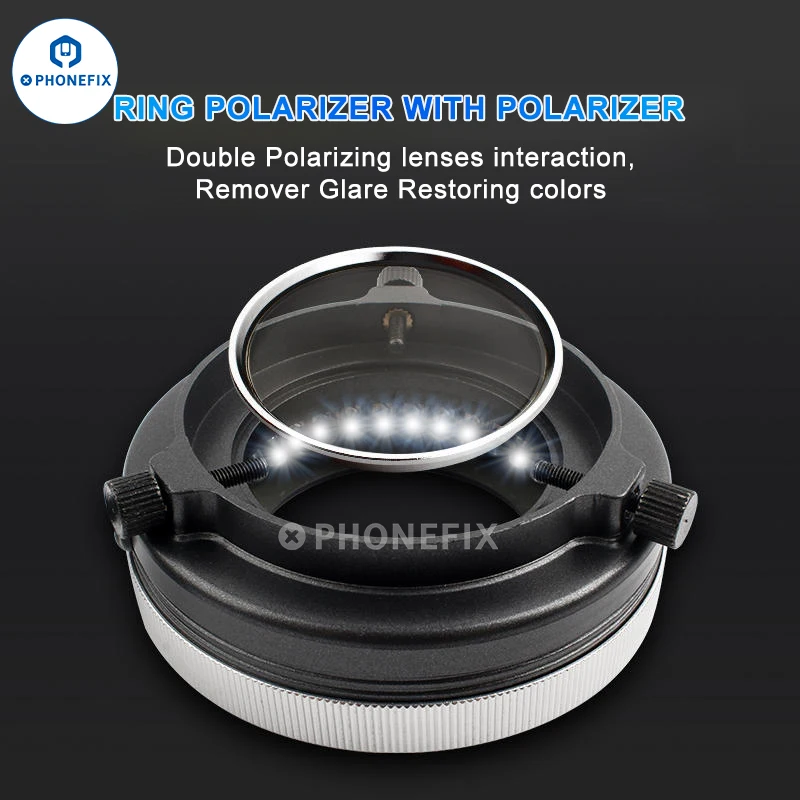 Microscope Polarized LED Ring Light Lamp Anti Glare 35pcs DIP LED 35pcs SMD LED Eliminating Reflections and Restoring Colors