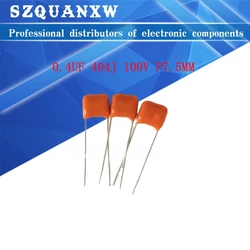 Nuovo 10 pz/lotto 0.4UF 404J 100V CBB condensatore a film di polipropilene passo 7.5mm 404 100V condensatori CBB