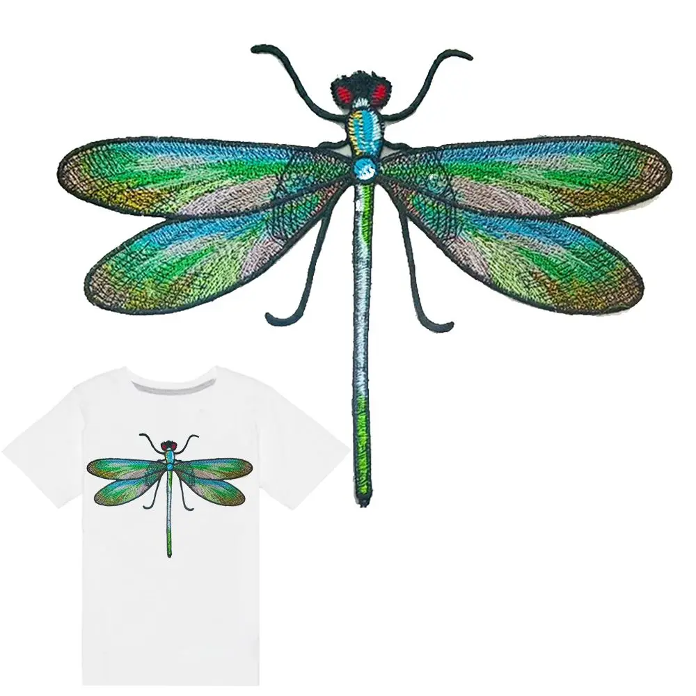 

Большая нашивка-стрекоза для шитья, аппликация, нашивка на одежду, термоаппликация, вышивка