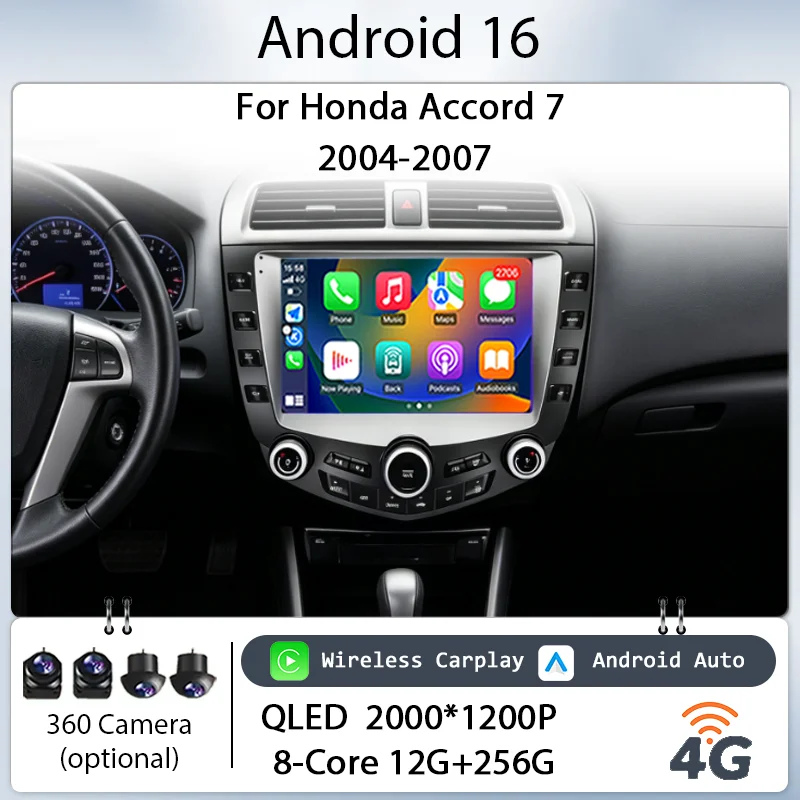 

Audio Kit 9" Android 16 for Honda Accord 7 2004‑2007 Car Stereo IPS HD Touch Screen Wireless CarPlay GPS Navi BT WiFi DSP Player