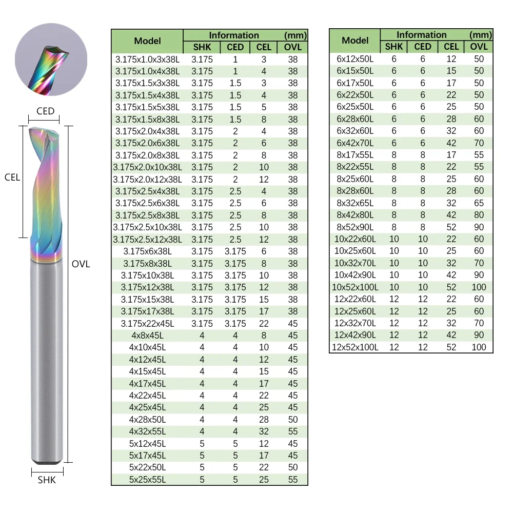 Imagem -05 - Biaonu 10 Peças 3.175 mm Fresa de Liga de Flauta Única Fresa Revestida de Carboneto Dlc para Ferramentas de Roteador Cnc de Alumínio