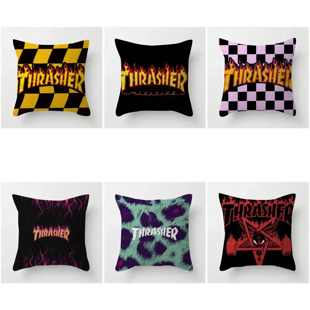 Funda de cojín de 45x45cm, funda de almohada decorativa, funda de almohada para el hogar, funda de almohada para sofá, logotipo de t-t-thrasheres a la moda