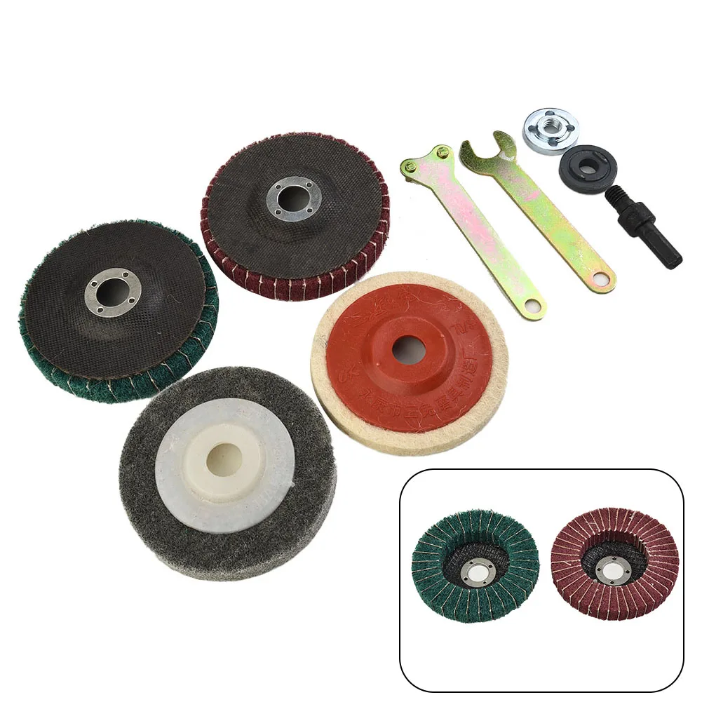 Grinder Flap Polishing Kit Disc Buffing Accessories Workshop Equipment Nylon Metal Rod Stainless Steel Plastic