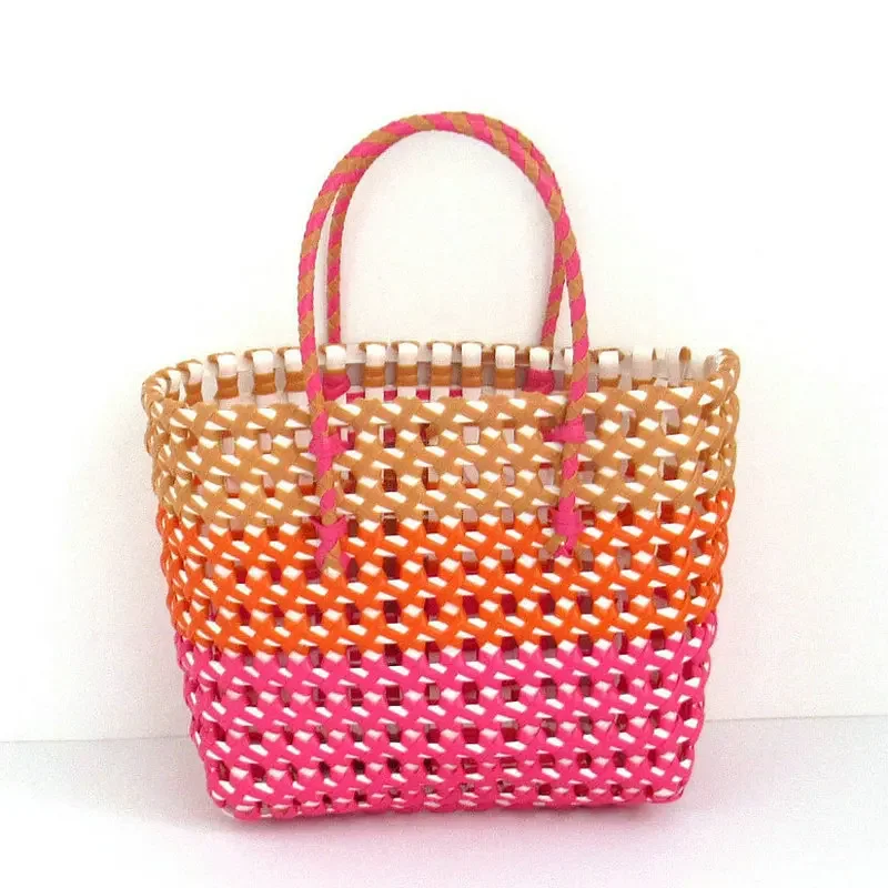 New Woven Bag Vacation Beach Bag Hollowed Out Vegetable Basket Bag Popular Hand Carry Basket Handbag