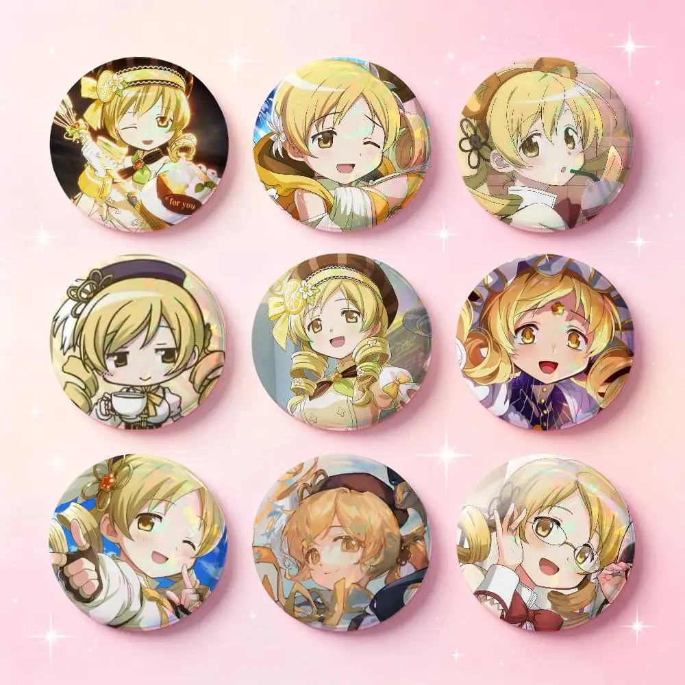 Mami Tomoe Cute Anime Figure Badges 25 32 44 58 75 Mm Round Cosplay Pin Bag Decor Fans Collect Friends Gifts Brooch Souvenir