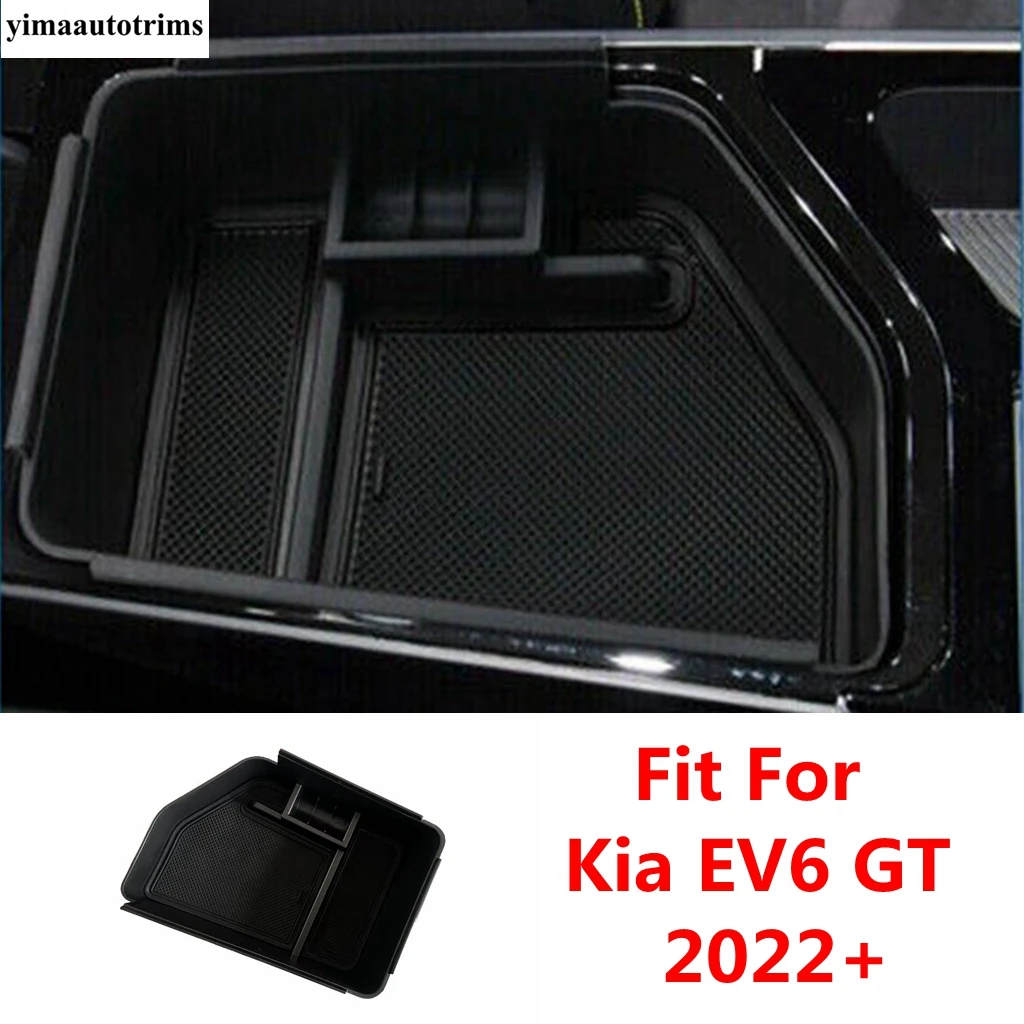 Central Console Armrest Storage Box Organizer Coin Phone Holder Tray Plastic Accessories Interior For Kia EV6 GT 2022 2023 2024