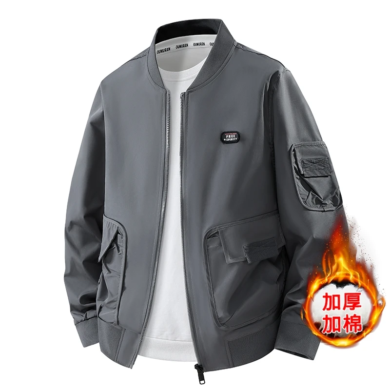 

Men's Bomber Jackets Stylish Baseball Coats Windbreaker Cotton Warm Outerwear for Casual Wear Cargo Jackets