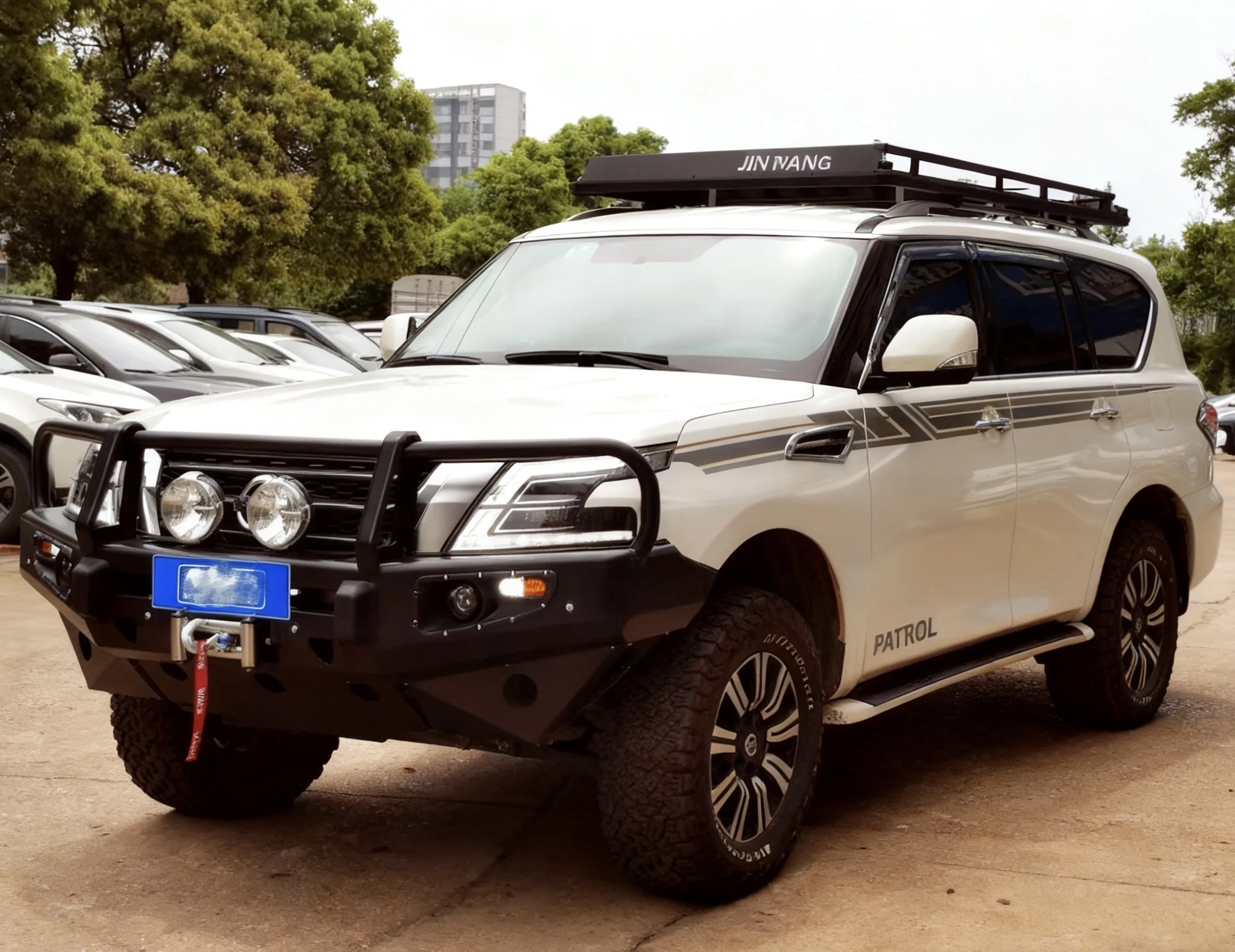 

FORNew Chrome Plastic Patrol Y63 Diesel Modified Front & Competition Bumpers Off-Road Anti-Collision Rear Bumper