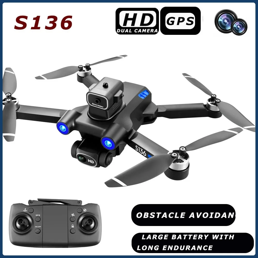 

2025 S136 Drone GPS Optical Flow Quadcopter Aerial Camera FPV 360° Intelligent Oobstacle Avoidance RC Airplane Children's Toys