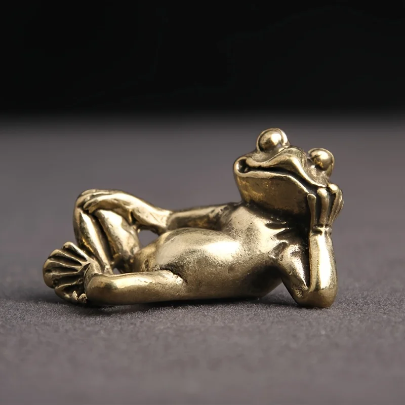 1/3 pieces of brass sleeping beauty frogs, small home decoration, office desk frog tea pet decoration, pure copper crafts