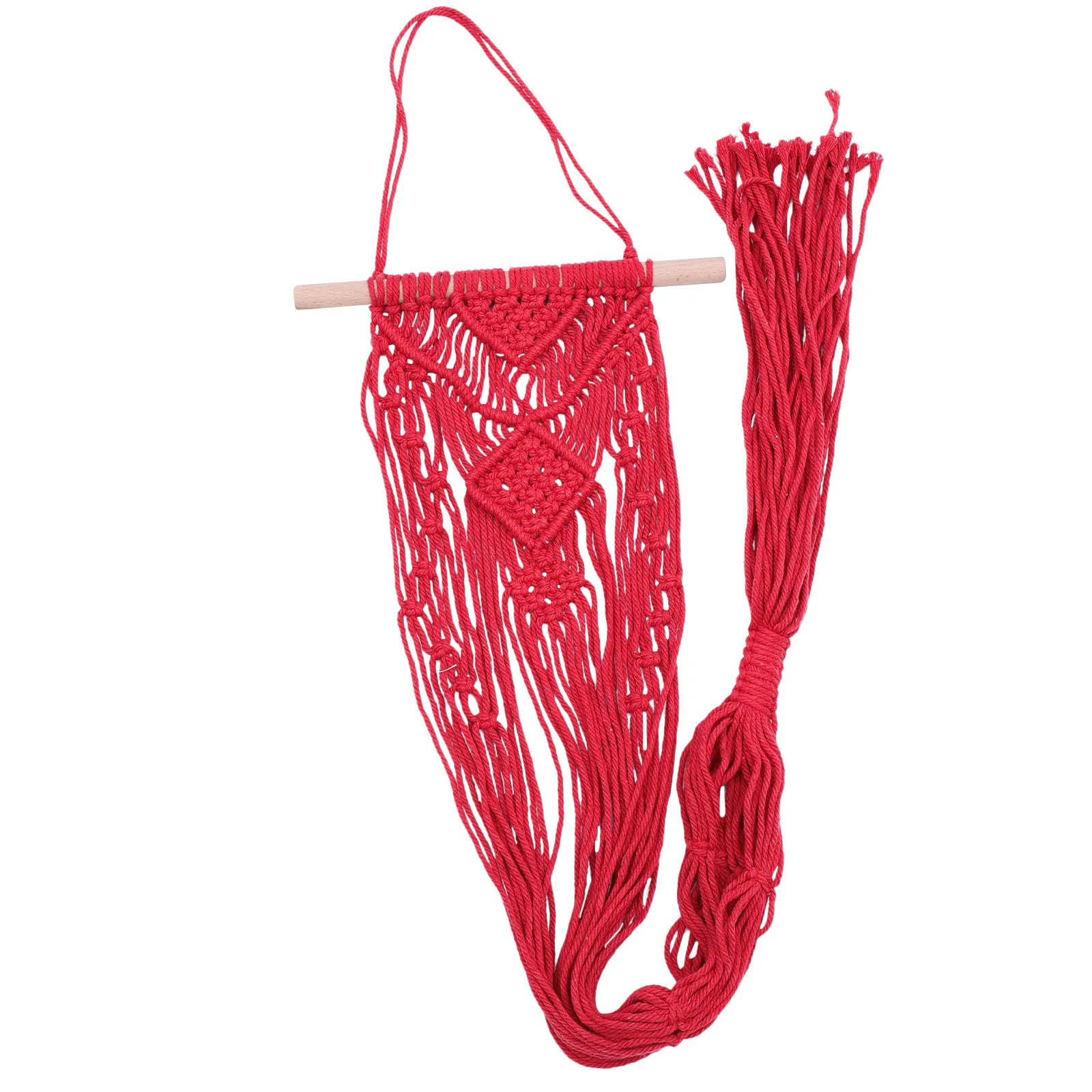 Corda di cotone Vaso da fiori Borsa a rete Fioriera sospesa Cesto H Tessuto Durevole Porta piante da interno Rosso Decorazione da giardinaggio per bambini Ecologico