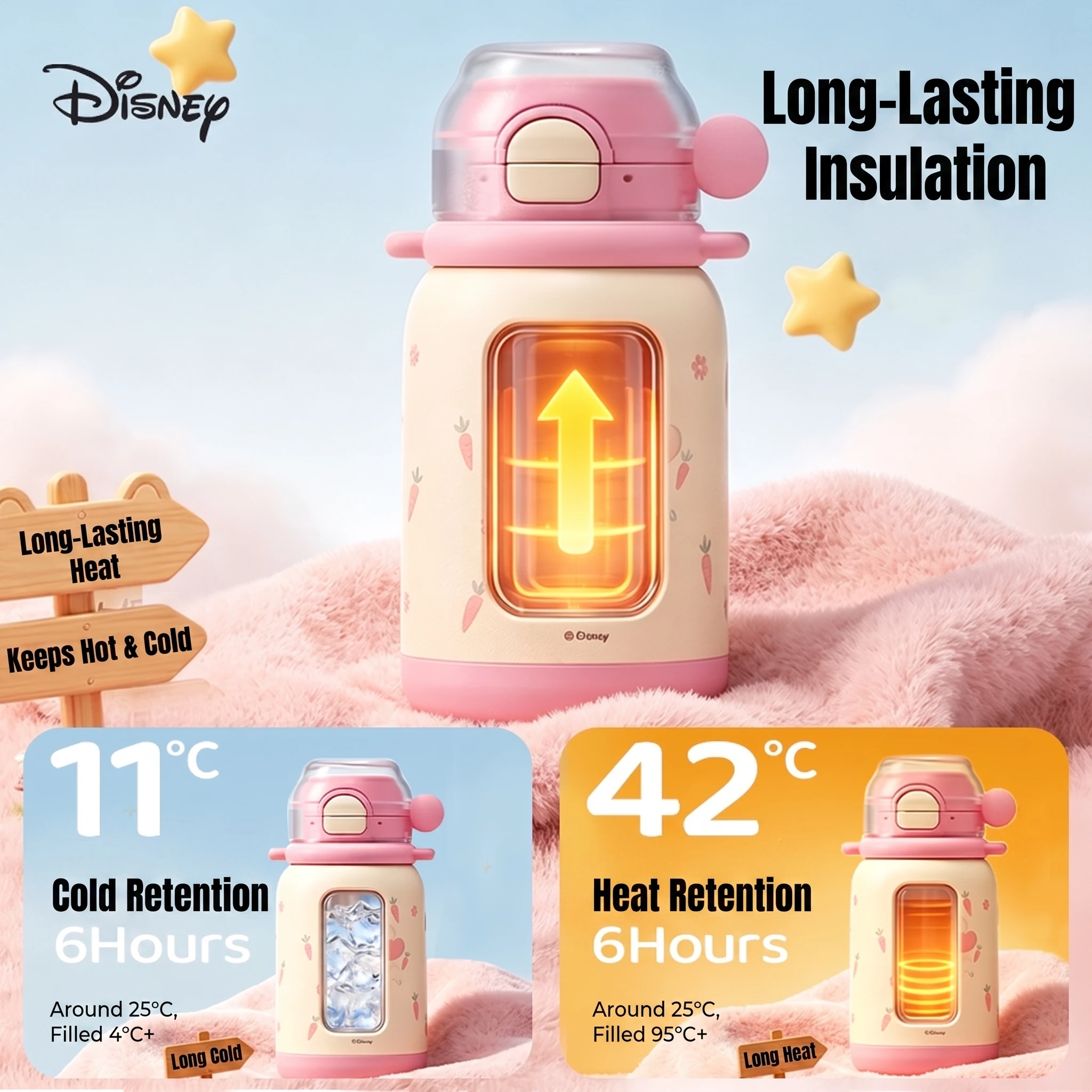 Disney Zootopia Three Drink Insulated Cup Children's High Beauty Straw Cup Large Capacity 316 Stainless Steel Cup view 6