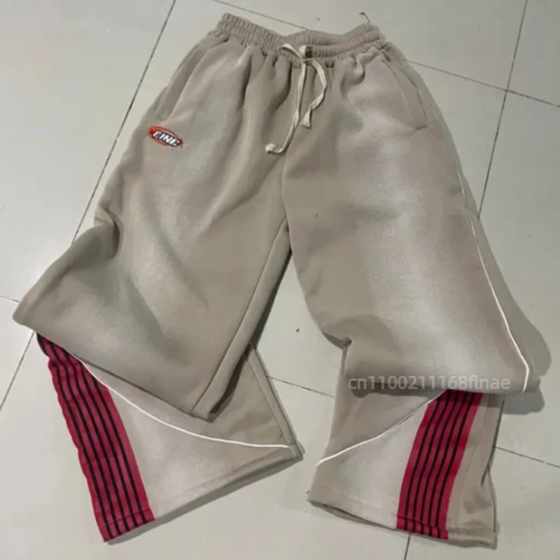 Pantaloni hip-hop da ballo di strada, colori contrastanti casual, pantaloni sportivi versatili con coulisse a gamba larga e gamba dritta da uomo e da donna