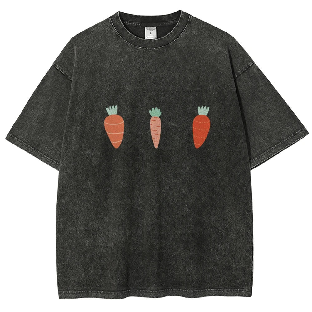 Cute Carrot Vegetable Vintage Unisex Washed T-shirt