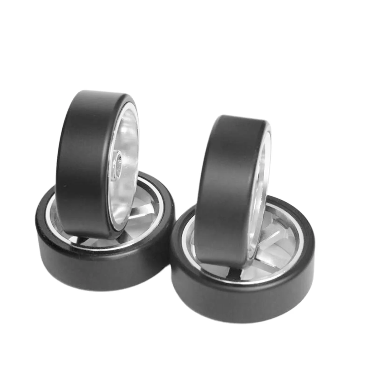 ABJL 4 قطعة عجلات مع قطع غيار الإطارات المطاطية لـ LDRC AE86 RC ترقية أجزاء السيارة ملحقات أسود + فضي