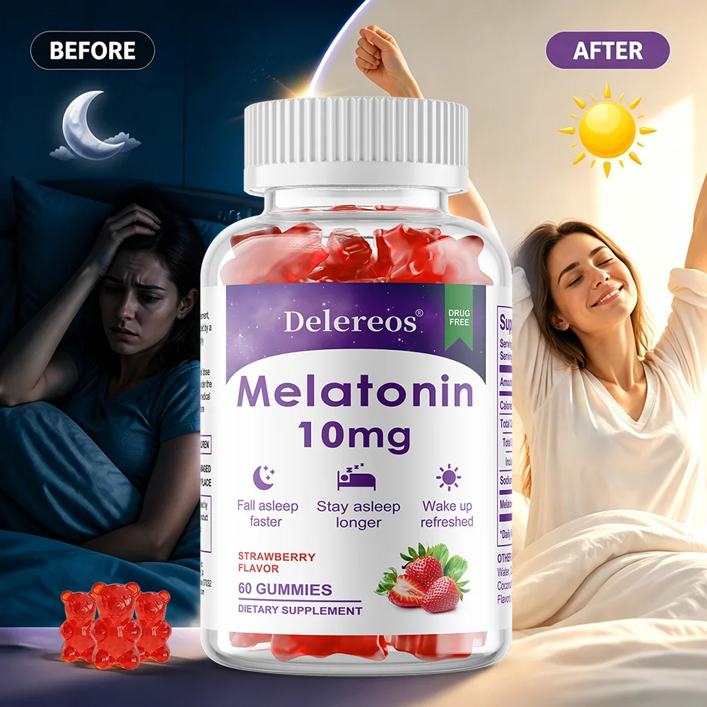 Melatonin Gummies for Adults | Extra Strength Vegan Natural Strawberry Flavor Supplement for Better Sleep | Healthy Sleep Cycles