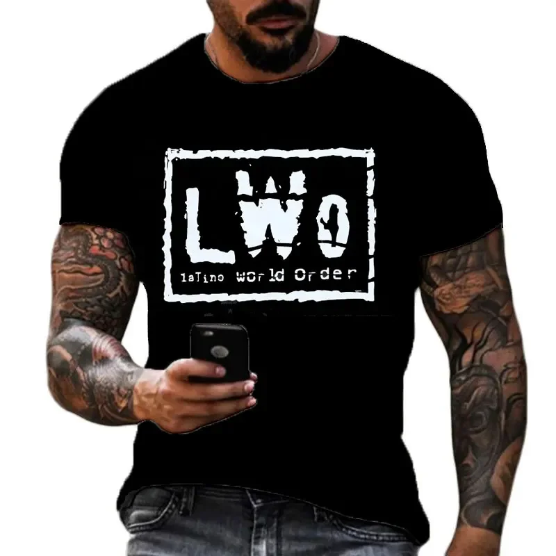 2024 Summer Men's 3D Printing Famous Wrestler LWO  series T-shirt Children's Street Round Neck Sports Large Top