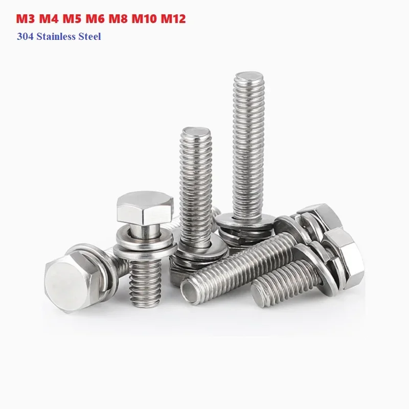 

304 Stainless Steel Cut Hexagon Socket Screws Triple Combination Screws With Spacers M3 M4 M5 M6 M8 M10 M12