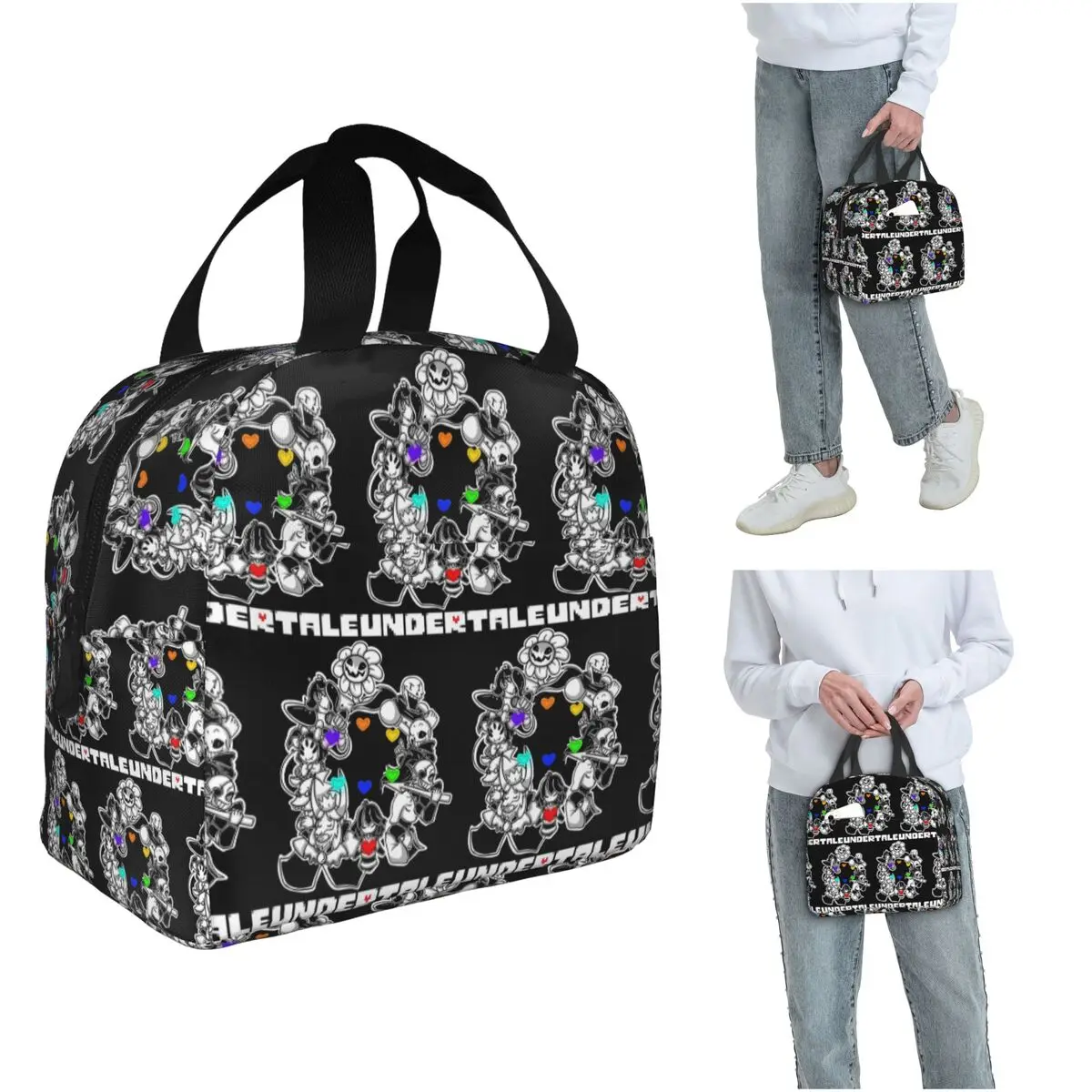 Game Undertale Determination Isolierte Lunchtasche für Damen und Kinder, tragbare Lebensmittelboxen, Thermo-Lunchbox-Tragetasche