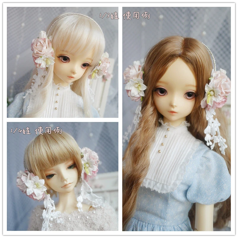 Handmade 1/3 1/4 sheer tulle butterfly headband blythe flower fairy tiara dd Hair Hoop msd elf ornament BJD doll accessories