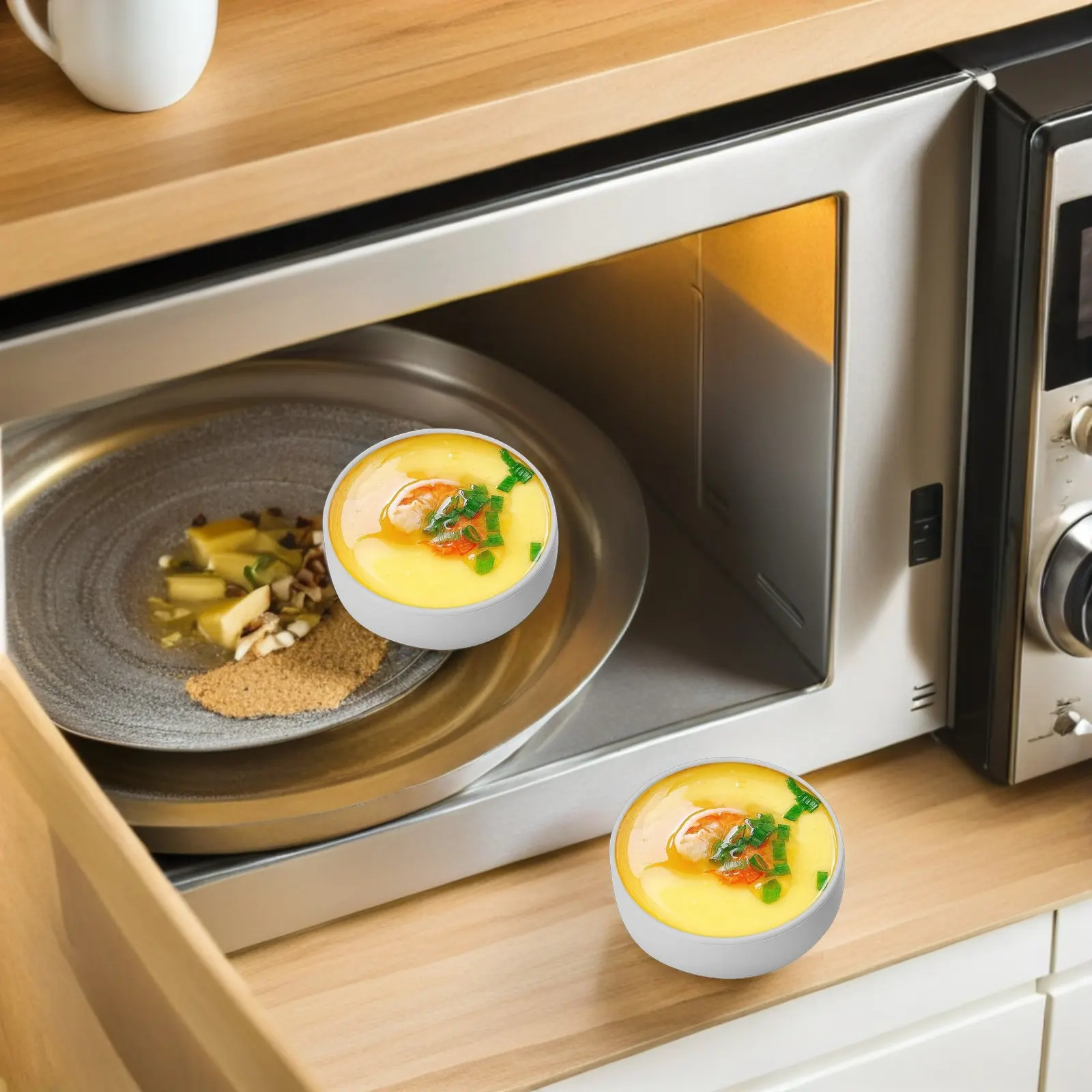 3Pcs Silicone Air Fryer Egg Molds Non-Stick Individual Egg Bite Maker for Breakfast Meal Prep Healthy Cooking Steamed Eggs