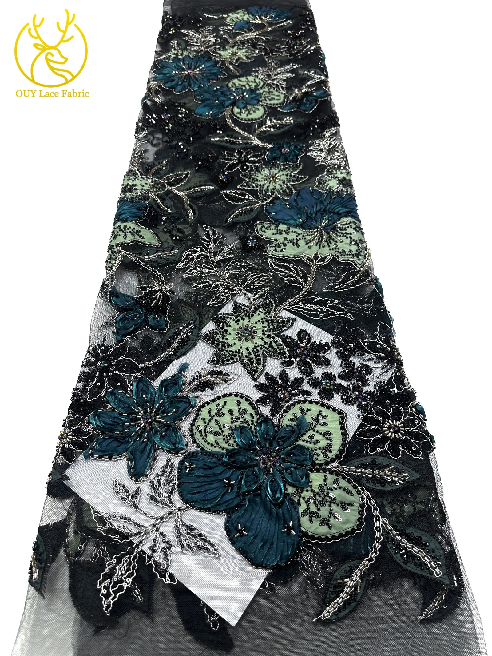 Modische Afrikanische Stickerei Perlenverzierte Tüllspitze 2026 Französische Pailletten Tüll-Netzspitze Nigerianisches Brautkleid Nähmaterial – Detail 16