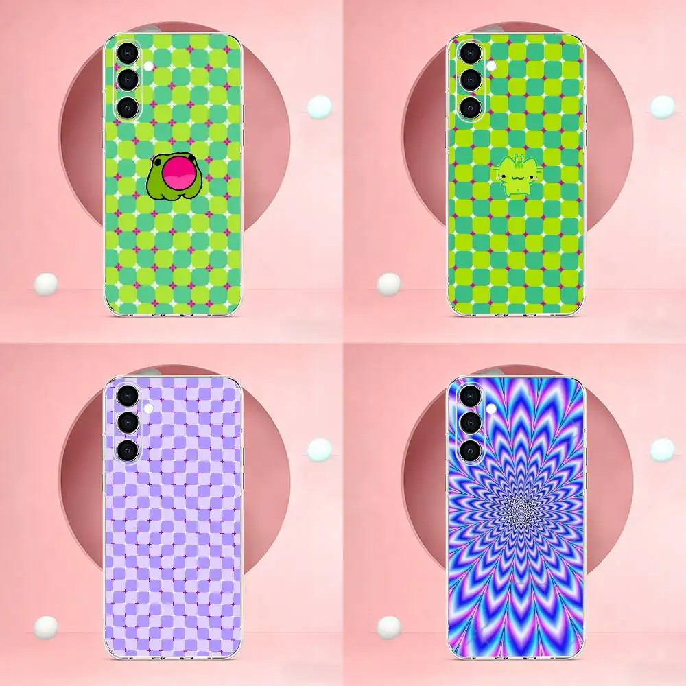 Animated graphic Op Art Optical Illusion Phone Case Transparent Soft case Silicone For Samsung A73,A72,A71,A70,A53,A52,A51