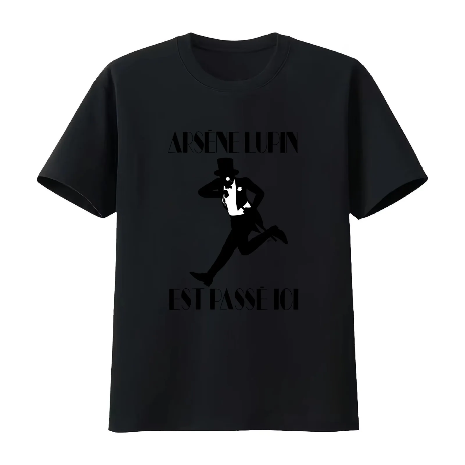Arsène Lupin est passé ici T-Shirt Summer Casual Cotton Tee Oversized Streetwear Tops Vintage Graphic Print Unisex Men Women