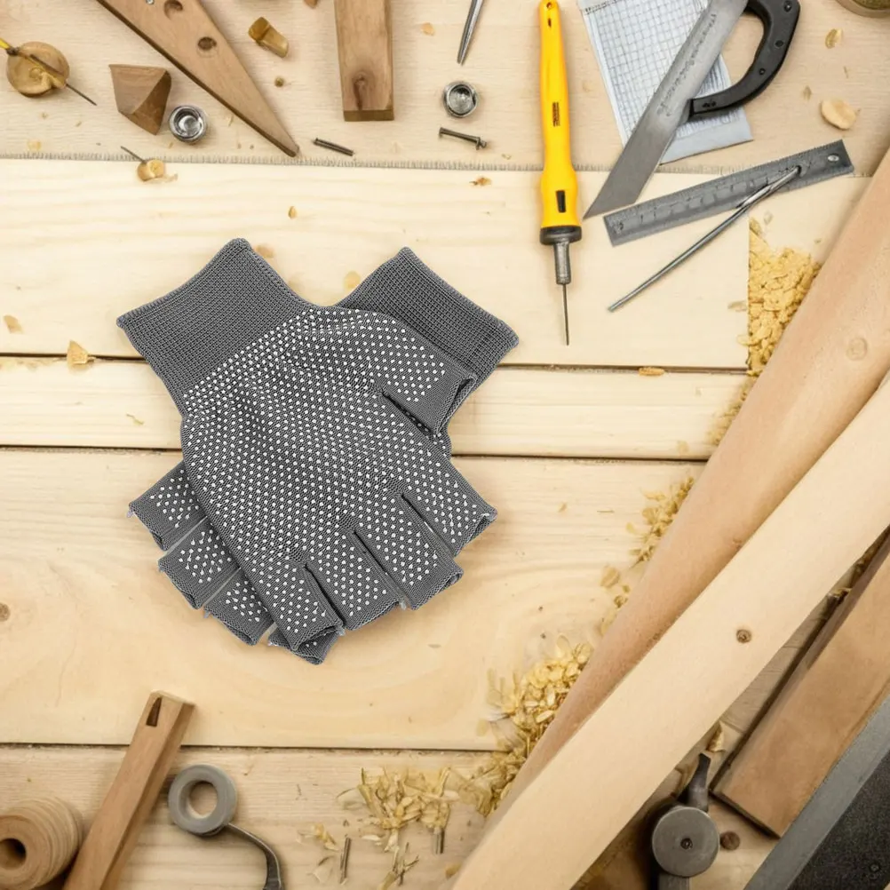 8 قطعة 8 أزواج قفازات العمل بدون أصابع المضادة للانزلاق تنفس المواد خفيفة الوزن البوليستر نصف إصبع قبضة ثابتة حديقة الرجال النساء