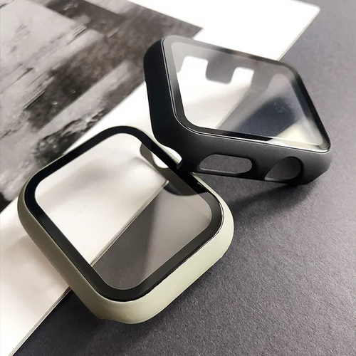 Imagen 2 del producto Vidrio templado + cubierta para Apple watch Case 46mm 42mm 45mm 41mm 44mm 40 Protector de pantalla accesorios para Apple Watch 11 10 9 6 SE 7 8