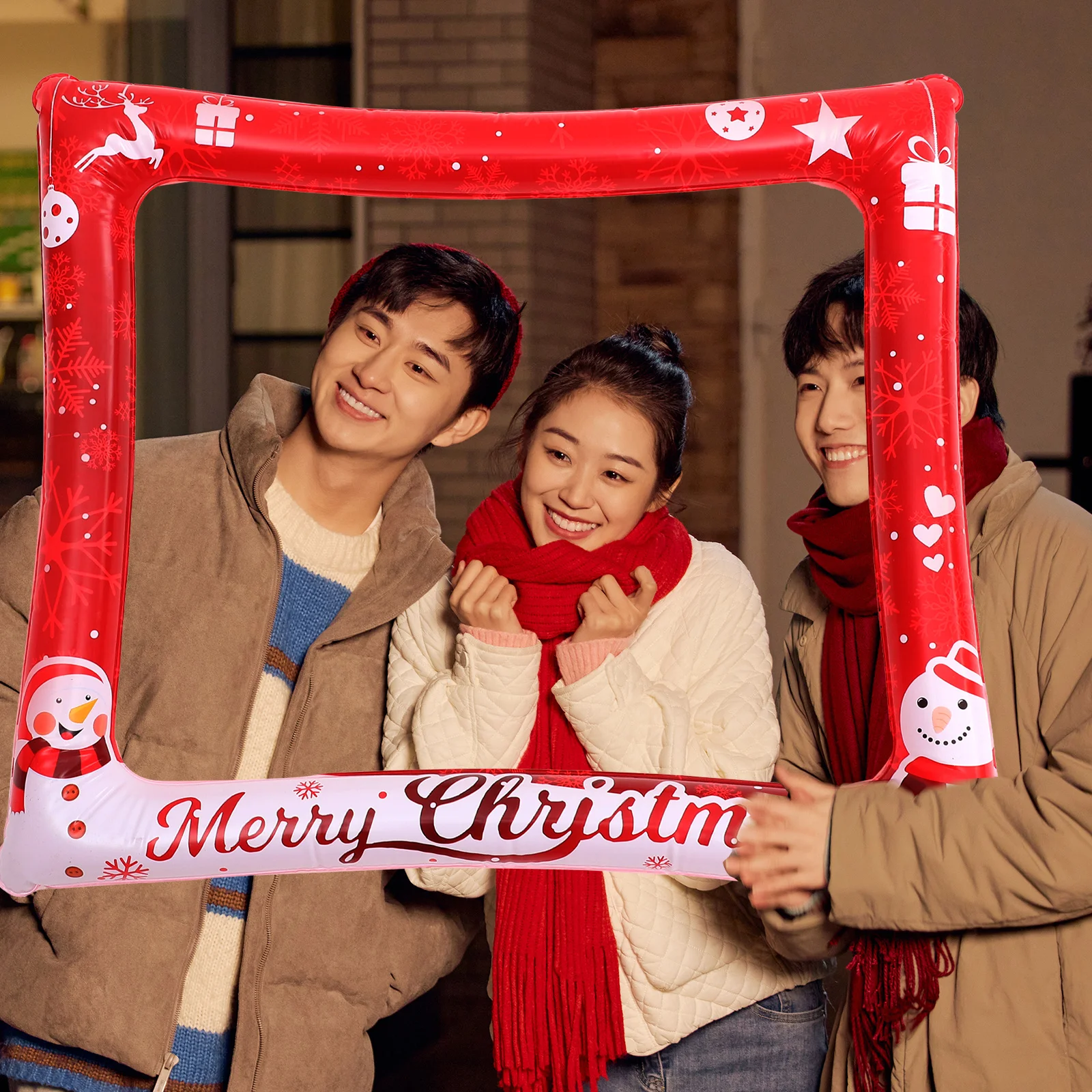 

Christmas Photo Booth Props Frame Decoration Inflatable for Photoshoot Decorations